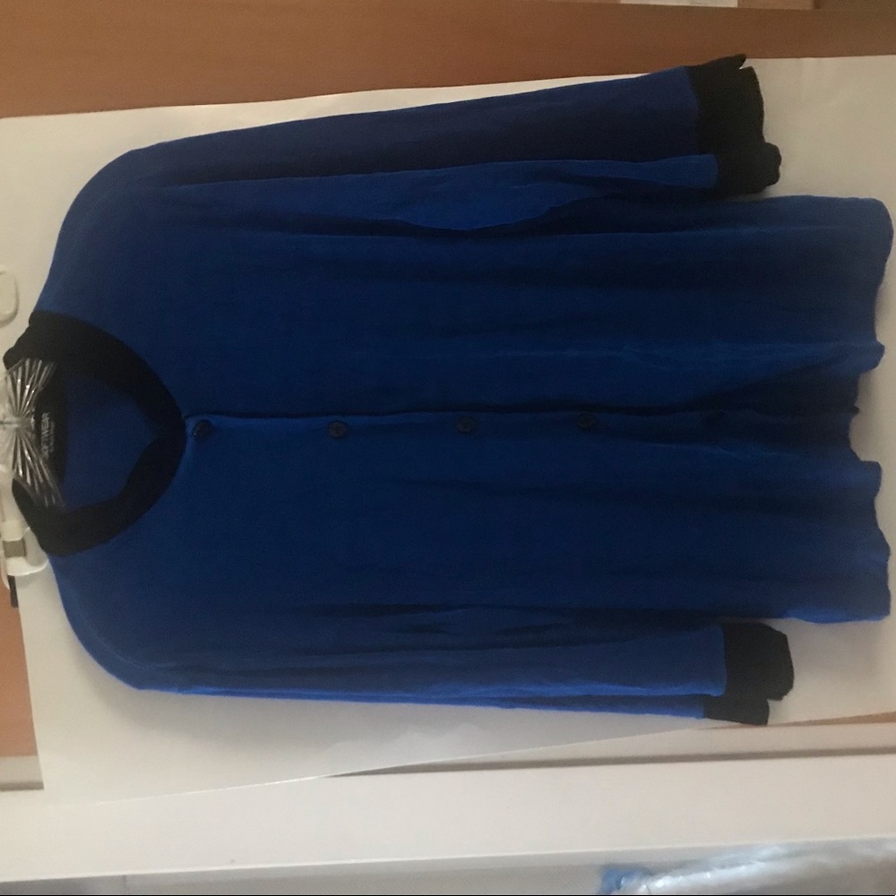 New Sapphire with Black Trim Softwear by Mark Singer Top Button Down